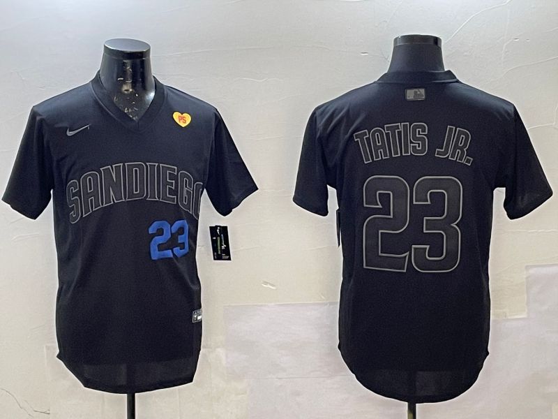 Men 2025 San Diego Padres #23 Tatis jr Black Throwback Nike MLB Jersey style 7122->san diego padres->MLB Jersey
